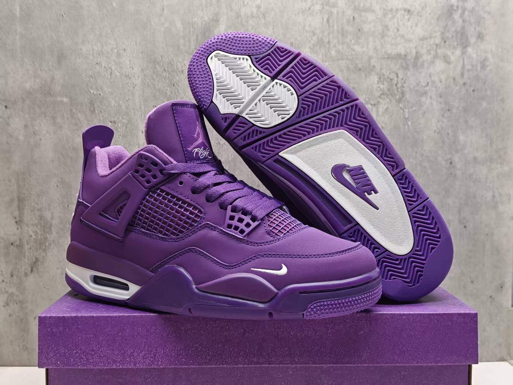 Women's Running weapon Jordan 4 Purple Shoes 047